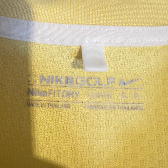 Nike Golf Fit Dry 1/4 Zip Polo Woman L 12-14 Wicking Yellow PASTEL Golf Resort - Picture 2 of 12